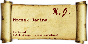 Mocsek Janina névjegykártya
